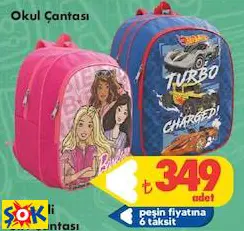 BARBİE/HOT WHEELS OKUL ÇANTASI